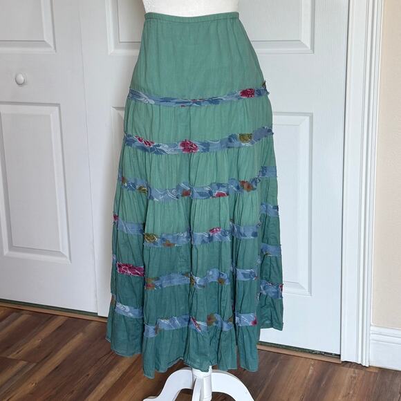 Fashion Bug size 20 W tiered maxi circle skirt Ombré teal green. Lined, zip side - Picture 1 of 7